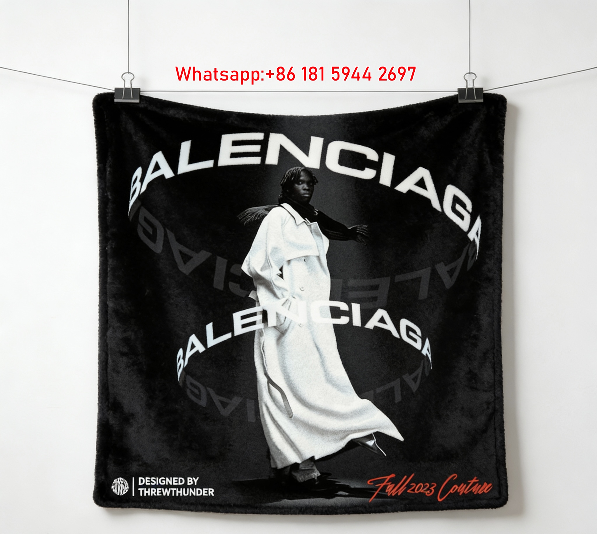 Balenciaga Fall 2023 Couture Flannel Sofa Throw Blanket for Wall Hanging BA092